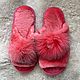 Women's slippers made of mouton pink, Slippers, Moscow,  Фото №1