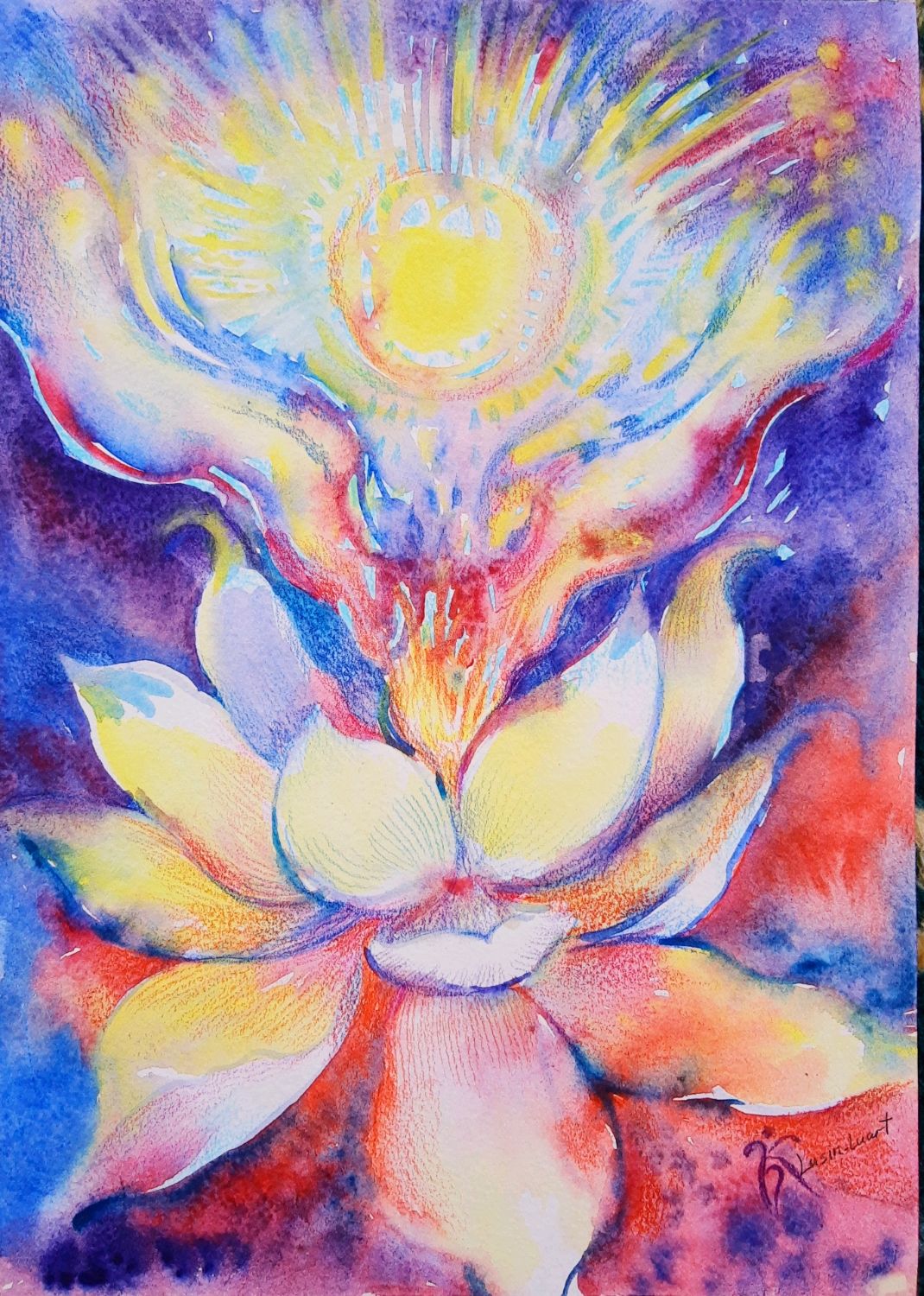 Картина акварелью. "Рождение Лотоса" в интернет-магазине Ярмарка ...