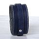 Order Dark Blue Genuine Leather Wristband, Soft Leather Cuff. Made In Rainbow. Livemaster. . Hard bracelet Фото №3