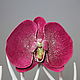 Брошь из кожи Орхидея "Фуксия". Цветы из кожи, Брошь-булавка, Москва,  Фото №1