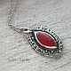 Alme - Sterling silver pendant with Coral cabochon. Pendants. Taniri Jewelry. Online shopping on My Livemaster.  Фото №2