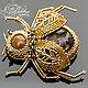 The Golden beetle. Brooch. Only gold and silver beads. Brooches. N_Belokon_jewelry. My Livemaster. Фото №6