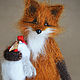 Author's crochet toy WILL be FRIENDS?! The FOX AND the ROOSTER were knitted and crocheted from natural mohair and wool. All paws, neck and tail are bent (wire frame). Fox is self Parking is available 