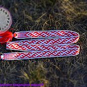Русский стиль handmade. Livemaster - original item The Northern belt is white and red with a maroon border. Handmade.