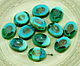 Mm flat opal Picasso glass green, Beads, Prague,  Фото №1