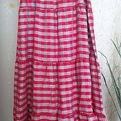 Одежда handmade. Livemaster - original item Linen skirt in a cage. Handmade.