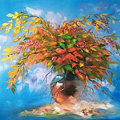 Картины и панно handmade. Livemaster - original item Painting A Bouquet of mountain ash! autumn bouquet in a vase, oil. Handmade.