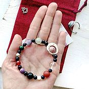 Multi-row bracelet of natural stones