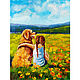 Painting Dog Girl Best Friends 18 x 24 Oil on Canvas Summer Landscape, Pictures, Ufa,  Фото №1