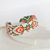 Украшения handmade. Livemaster - original item Beaded bracelet with floral motifs. Handmade.