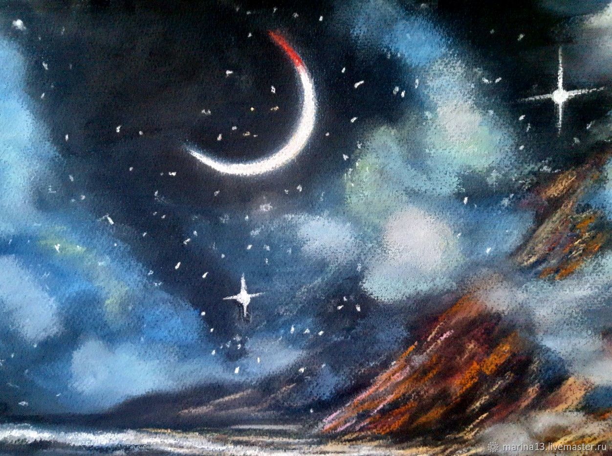 Картина с космосом "Мечты и звёзды". Девушка у моря, космос купить в ...