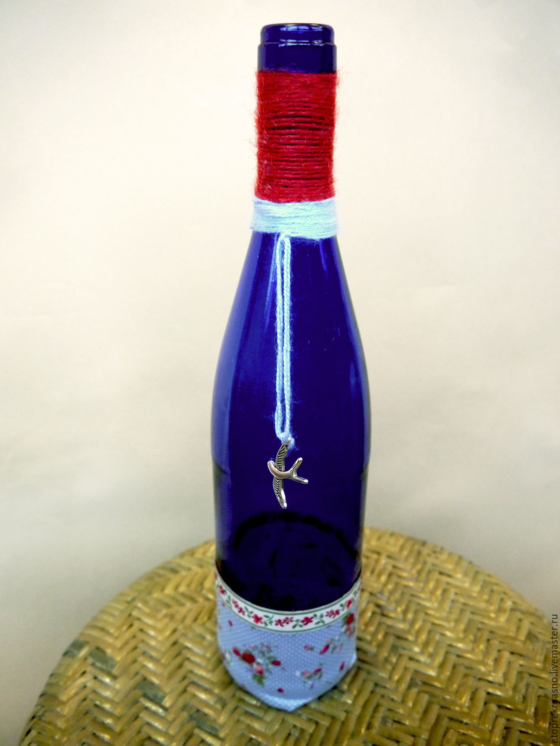 Бутылка-ваза "Красно-синяя"