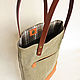 Khaki bag made of canvas and reddish-brown eco-leather. Classic Bag. Cuteshop. Ярмарка Мастеров.  Фото №5