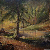 Картина маслом "В весеннем лесу"