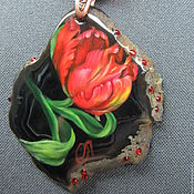 Pendant with lacquer miniature Wolf