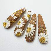 Украшения handmade. Livemaster - original item Hairpins Flowers Bees 2 pcs. click-clack. Handmade.
