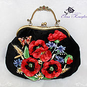 Сумки и аксессуары handmade. Livemaster - original item Poppy field handbag from vintage velvet. Handmade.