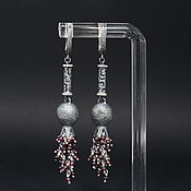 Украшения handmade. Livemaster - original item Garnet Brush Earrings with Silver and Garnet Pendants VA0004. Handmade.