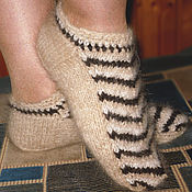 Аксессуары handmade. Livemaster - original item Women`s knitted slippers Tricolour. Handmade.