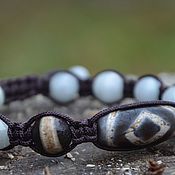 Украшения handmade. Livemaster - original item Men`s bracelet with a jade Shamballa bracelet with Tibetan dzi bead. Handmade.