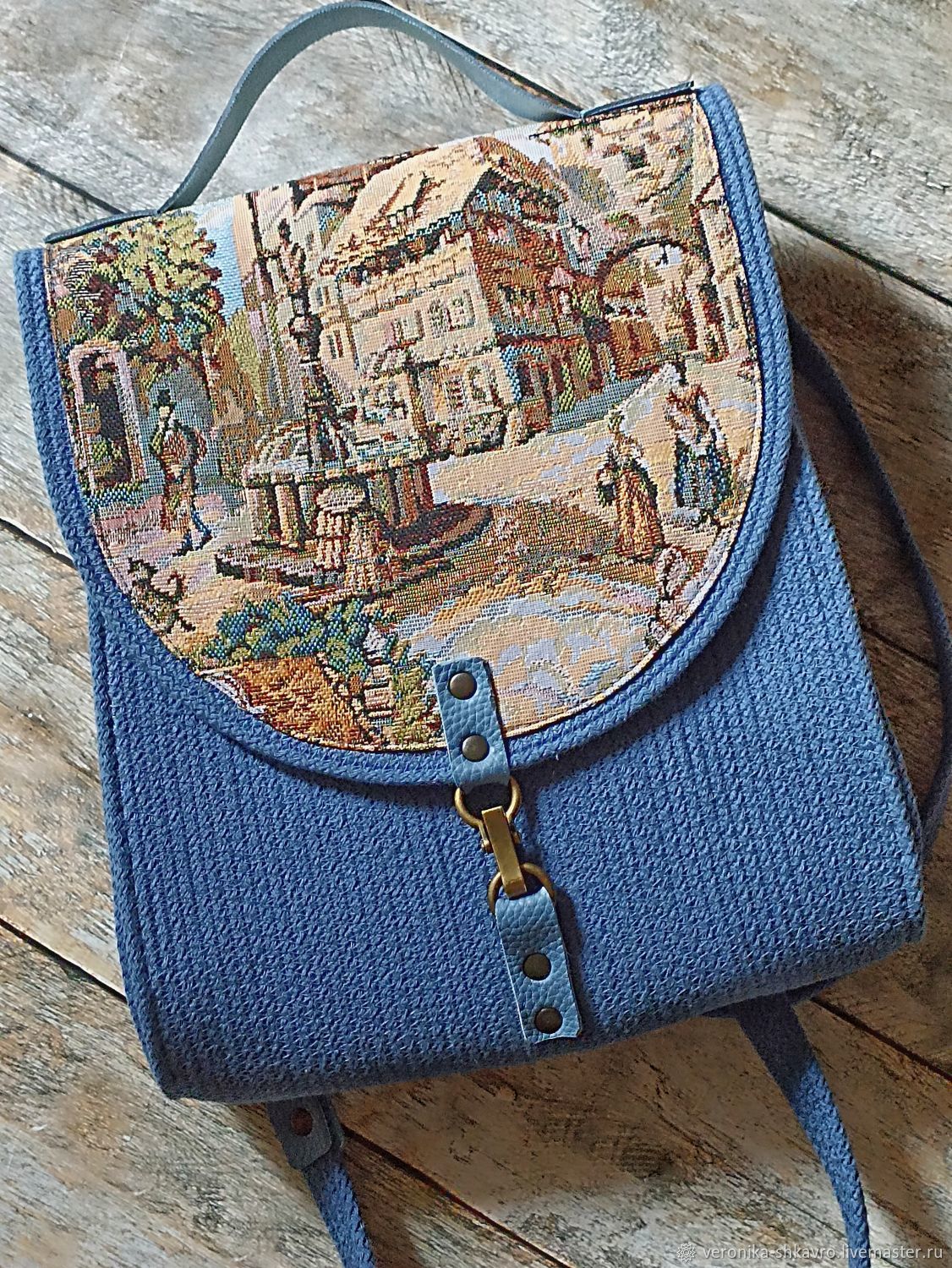 Рюкзак из хлопкового шнура и гобелена "Джинсовый Антверпен" в интернет ...