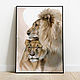 Painting watercolour a lion and lioness (brown grey pair is a gift to the lions), Pictures, Yuzhno-Uralsk,  Фото №1