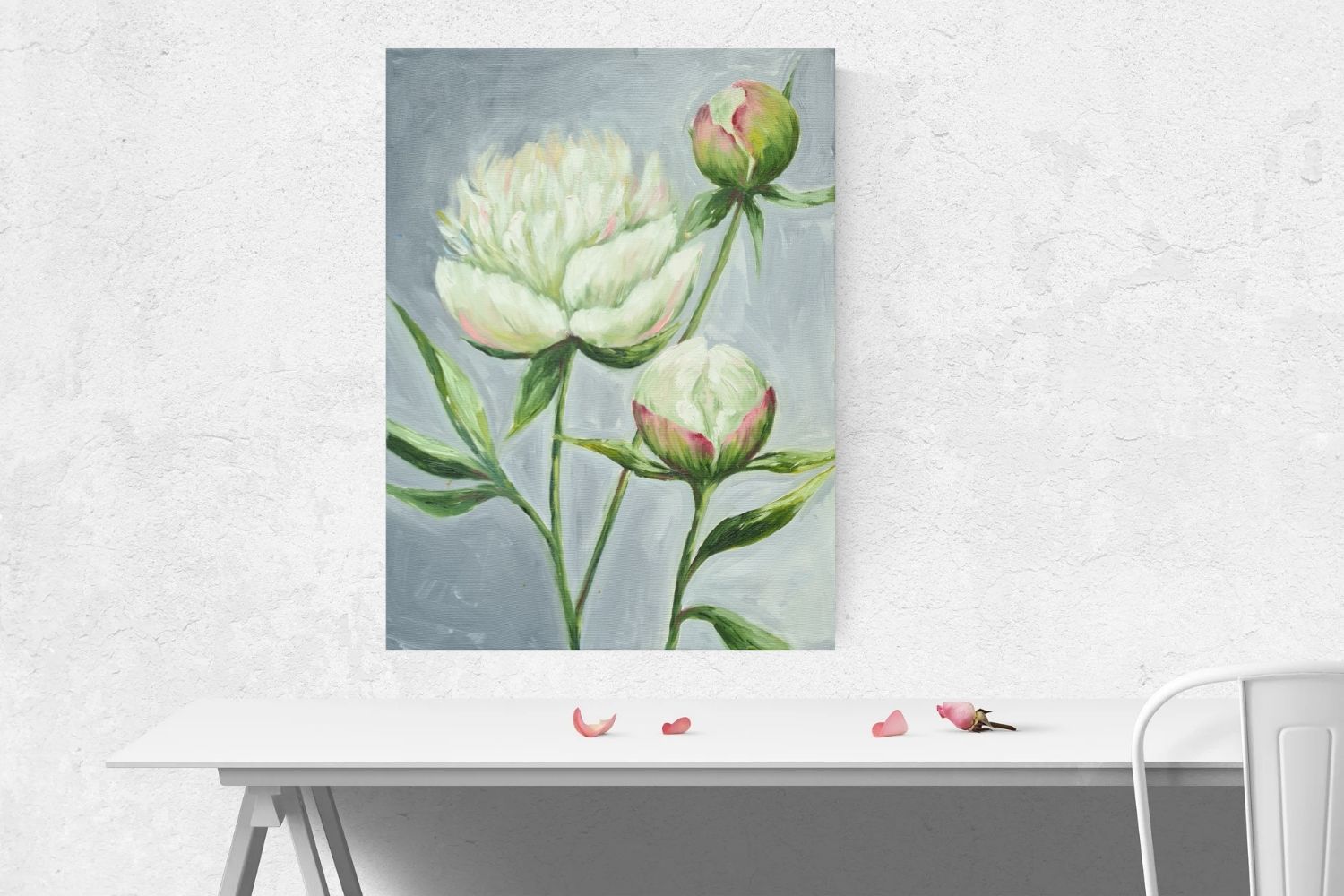 Нежный пион. Интерьерная картина акрилом на холсте купить в интернет ...