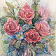 Watercolor 'Bouquet with roses' 28H38 cm. Pictures. kartinanatali. My Livemaster. Фото №5