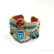 Necklace in the Egyptian style Scarab blue