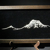 Картины и панно handmade. Livemaster - original item Mount Ararat painting in silver on black velvet VZ0003. Handmade.
