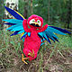 Red Macaw Parrot Alexandritt, poseable interior toy. Stuffed Toys. Kitsune Smile OOAK Toys (kitsunefluffies). Online shopping on My Livemaster.  Фото №2