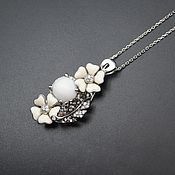 Украшения handmade. Livemaster - original item Silver necklace with agate, cubic Zirconia and enamel. Handmade.
