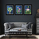  ' Lotuses' Triptych. 3 pieces 29h42 cm. Oil pastels, Pictures, Penza,  Фото №1