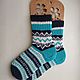 RussianSocks Бирюзовые вязаные носки Викинг с норвежским узором, Носки, Москва,  Фото №1