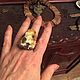  крупное серебряное кольцо с пейзажным янтарём, Кольца, Коломна,  Фото №1