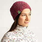 Аксессуары handmade. Livemaster - original item Beanie hat made of hemp, burgundy #092. Handmade.