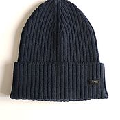 Теплая мужская шапка с отворотом 100% шерсть