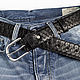 Python leather belt Black, width 3,9 cm, Straps, Ivanovo,  Фото №1