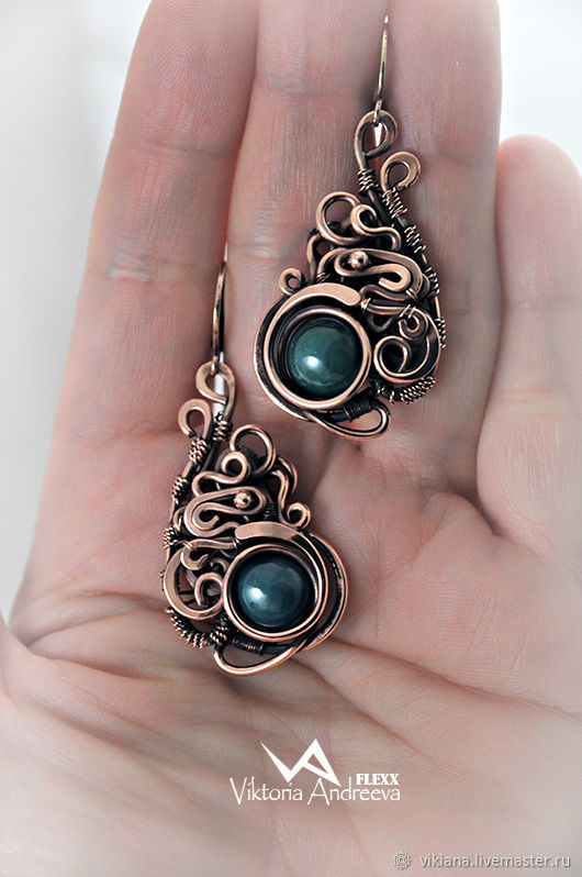 Серьги медные с яшмой "Deep sea" в интернет-магазине на Ярмарке ...