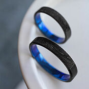 Свадебный салон handmade. Livemaster - original item Engagement rings: A pair of titanium rings with prints. Handmade.