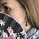 Серьги с натуральным чёрным опалом и чёрным сапфиром. Серьги классические. Kamennyi-tsvetok. Ярмарка Мастеров.  Фото №6