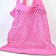 Order Bag-string bag, hand-knitted from cotton, pink. vyacheslavovna-2. Livemaster. . String bag Фото №3