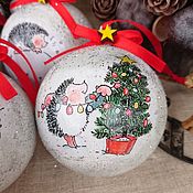 Сувениры и подарки handmade. Livemaster - original item Christmas balls Funny hedgehogs. Handmade.