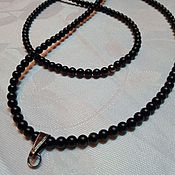 Работы для детей, handmade. Livemaster - original item Men`s beads made of black matte agate. Handmade.