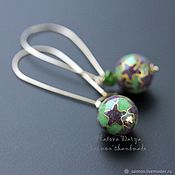 Серебряные серьги "Green&violet"