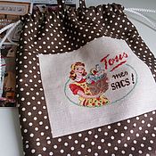 Linen bag handmade cross-stitch