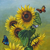 Картины и панно handmade. Livemaster - original item Sunflowers / 40h80 cm/ oil on canvas. Handmade.