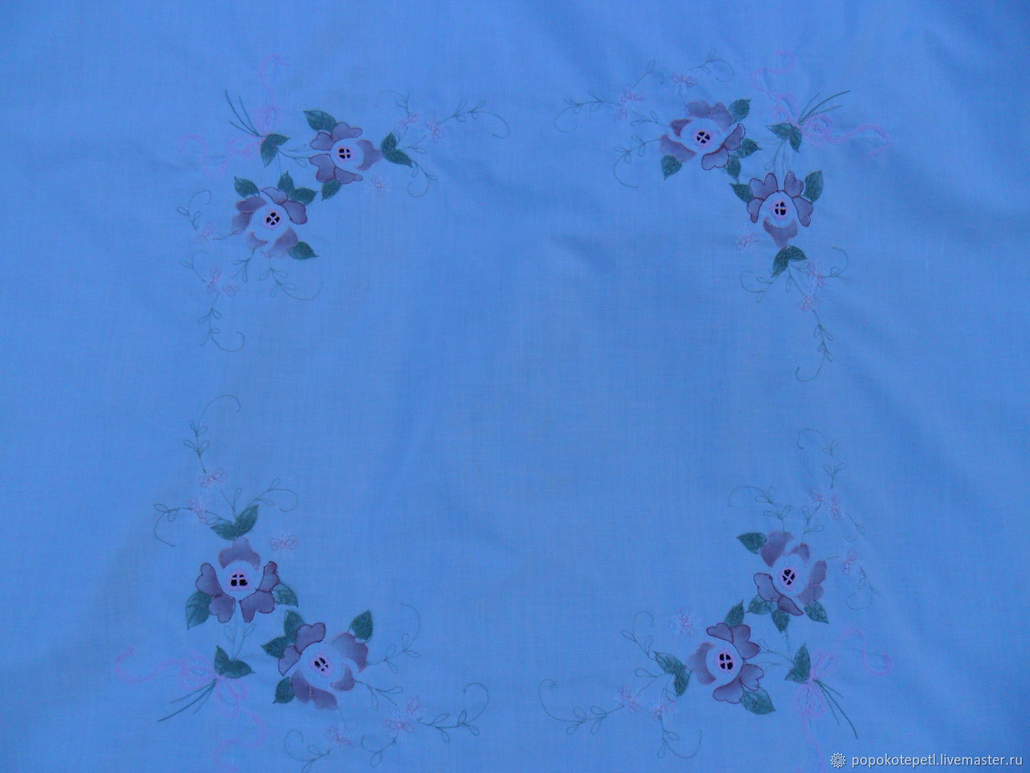 Tablecloth-topper with embroidery,cotton with polyester,vintage China, Vintage interior, Novorossiysk,  Фото №1