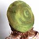 Кепочка валяная "Зелёная волна". Береты. Виктория Сотова Валяные шляпы, кепки, береты, шапки. Ярмарка Мастеров.  Фото №4
