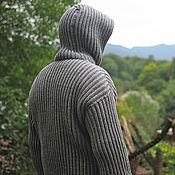 Мужская одежда handmade. Livemaster - original item Woolen sweater with a hood (No. №799). Handmade.